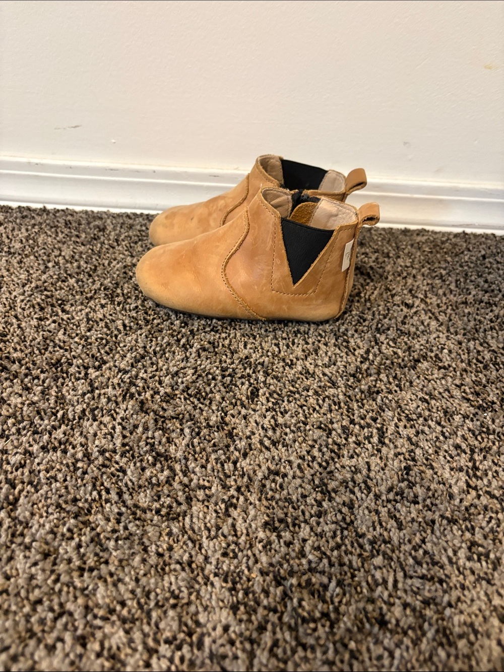 Toddler Chelsea Booties in Tan with Elastic Side Panels
